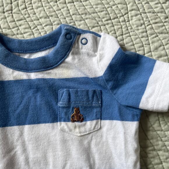 Baby Gap Brannan Bear Stripe Bodysuit Blue Size 0-3 Months - Picture 2 of 8